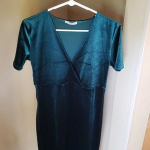Zara Trafaluc Green Velvet Dress